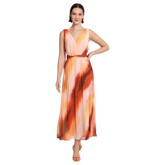 Donna Morgan Dresses & Skirts - NWT Donna Morgan Women's Sleeveless Pleated Skirt Maxi Dress, Soft Creme/Rust 8